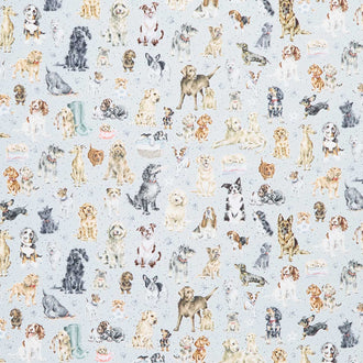 Whiskers & Paws - Dogs Directional Grey Yardage