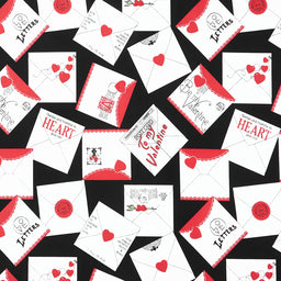 All My Heart - Valentine Greeting Black Yardage Primary Image