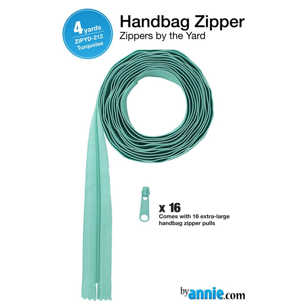 ByAnnie Zippers by the Yard - 4 yards Turquoise Primary Image
