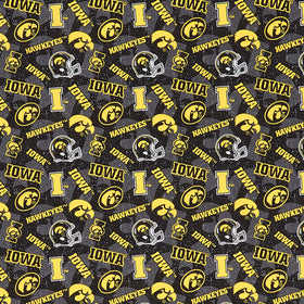 NCAA - Iowa Tone on Tone Black Yardage Primary Image