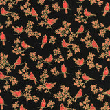 Holiday Charms - Birds Black Metallic Yardage Primary Image