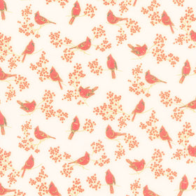 Holiday Charms - Birds Ivory Metallic Yardage Primary Image