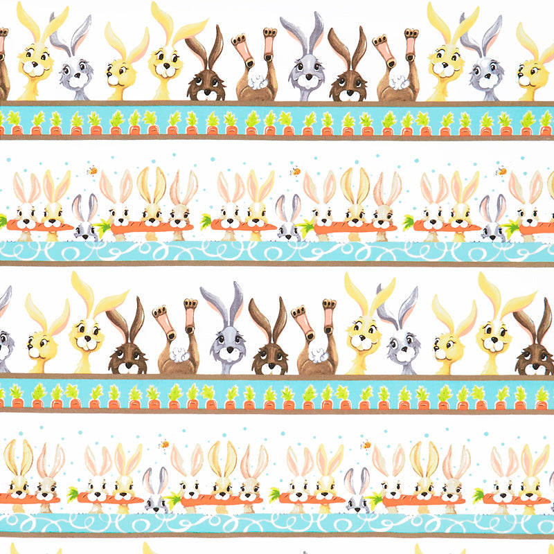 Harold the Hare - Pictorial Stripe White Yardage Primary Image