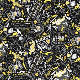 Sports - Girl's Softball Text Black Yardage Primary Image