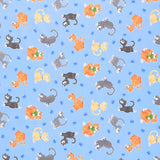Kitty The Cat - Kittens Sky Blue Yardage Primary Image