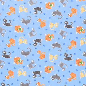 Kitty The Cat - Kittens Sky Blue Yardage Primary Image