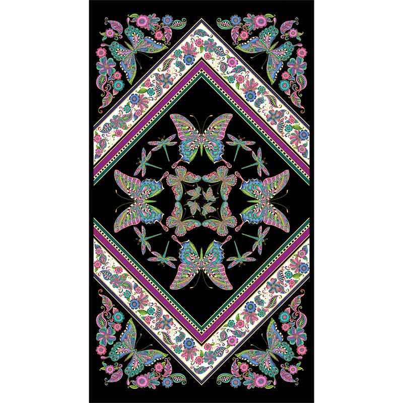 Alluring Butterflies - Butterfly Kaleidscope Black Metallic Panel Primary Image