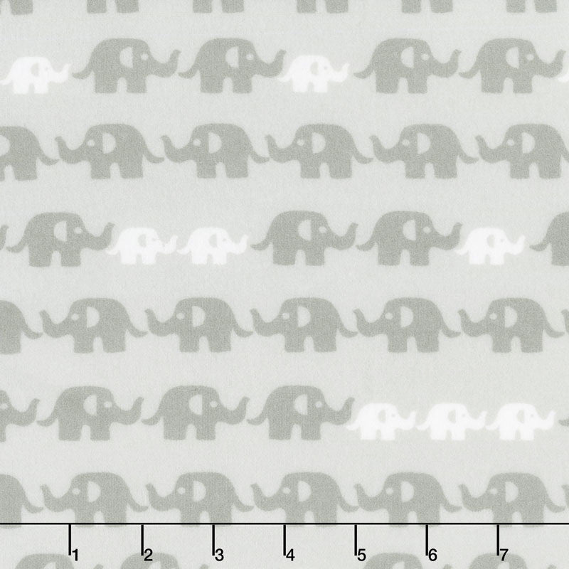 Cozy Cotton Flannels - Pink Elephants Grey Yardage Primary Image