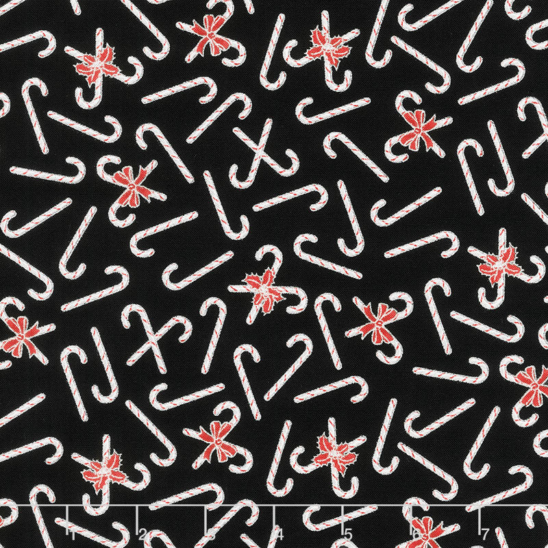 Holiday Charms - Candy Canes Onyx Metallic Yardage Primary Image