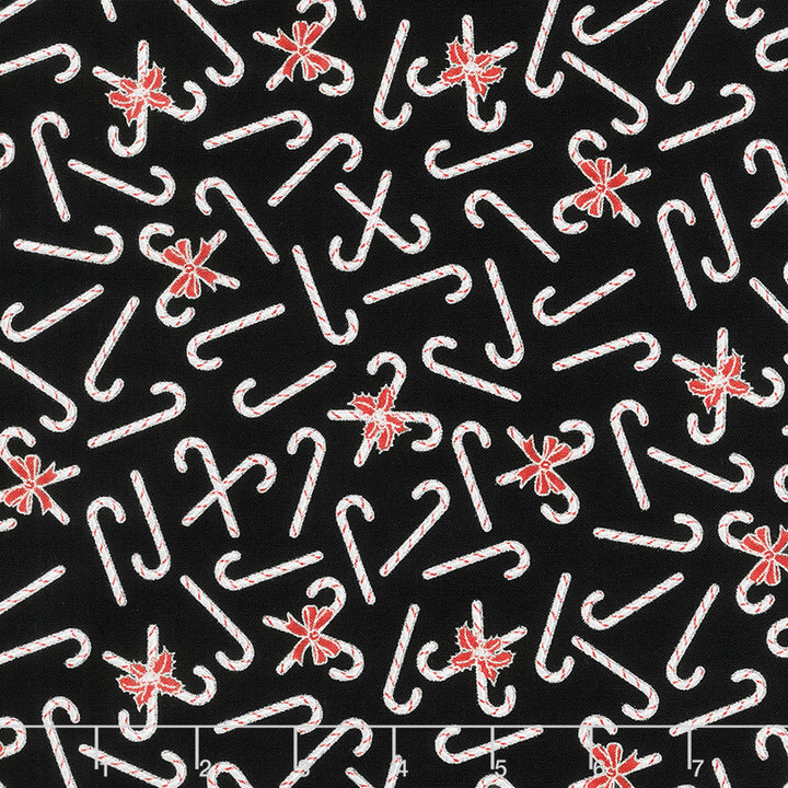 Holiday Charms - Candy Canes Onyx Metallic Yardage Primary Image