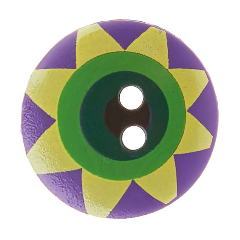 Kaffe Fassett Button - 5/8" Violet Multi Star Flower Primary Image