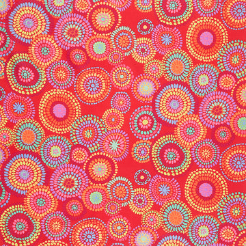 Kaffe Fassett Collective - February 2020 Warm Mosaic Circles Red Yardage