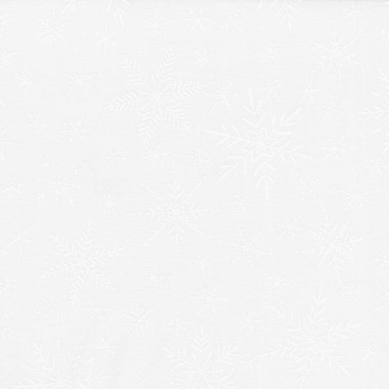 Solitaire Whites - Soft White Delicate Snowflakes Yardage