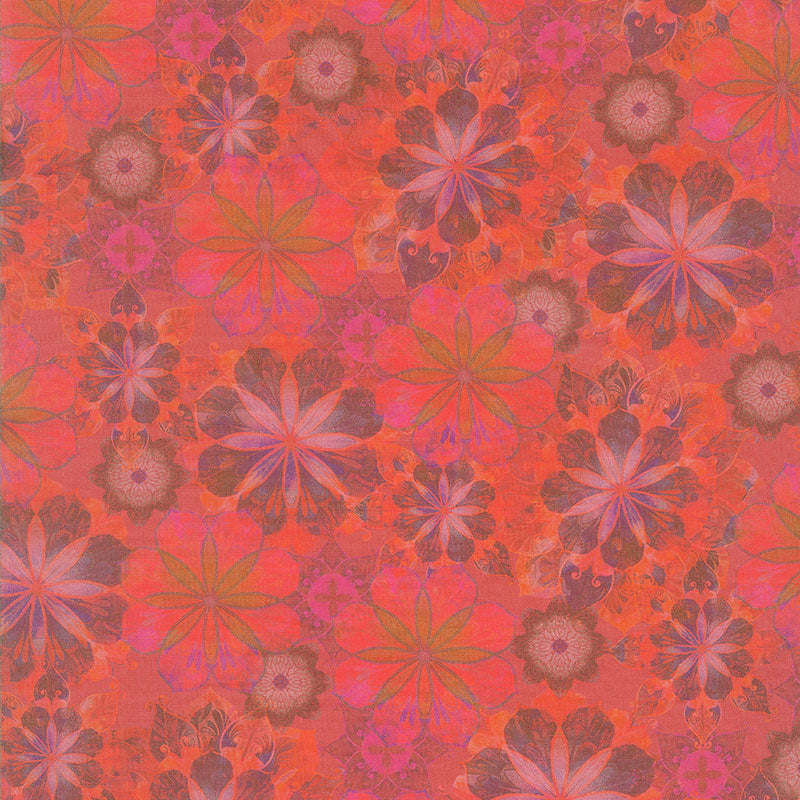 Venice - Flowers Red Digitally Printed Yardage
