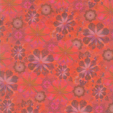 Venice - Flowers Red Digitally Printed Yardage